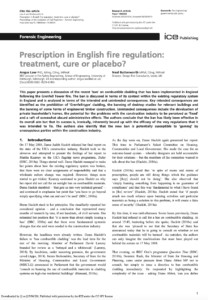 Prescription in English fire regulation: treatment, cure or placebo?
